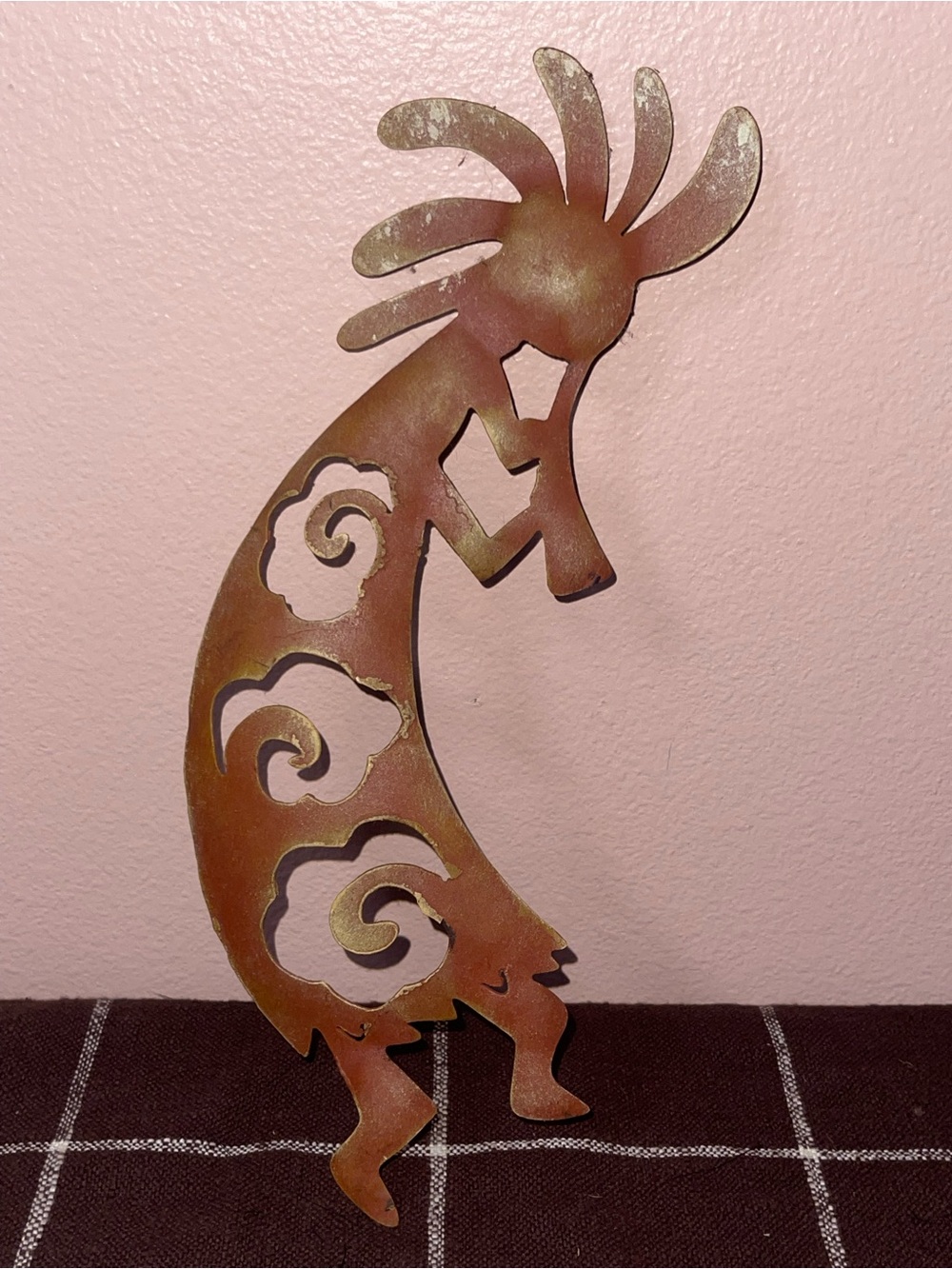 Southwest Kokopelli Metal Wall Art Artist Signed 12" Copper Finish